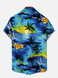 Blue Vantage Hawaii Tropical View Printing Short Sleeve Shirt