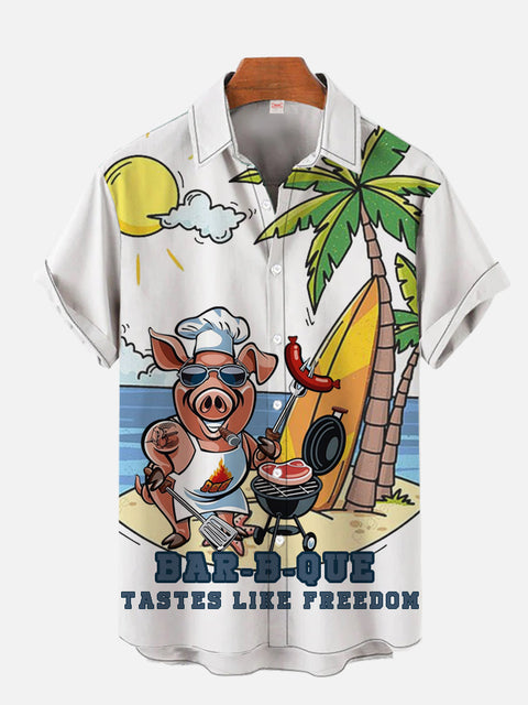 P-Chef Grilling On The Beach BBQ Short Sleeve Shirt