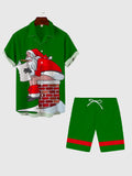 Retro Red And Green Stitching Men's Shorts