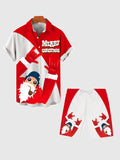 Merry Christmas! Red And White Stitching Rock Santa Claus Printing Men's Shorts