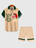 Vintage Khaki And Green Stitching Men's Shorts