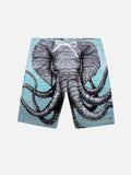 Vintage Fantasy Elephant Octopus Printing Beach Shorts