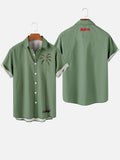 Retro DarkSeaGreen Coconut Element Palms Print Trendy Men's Short Sleeve Shirt