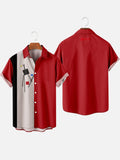 Vintage MistyRose & Red Stitching Geometrical Element Printing Men's Short Sleeve Shirt