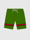 Retro Red And Green Strip Stitching Men's Shorts