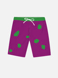 Purple And Green Stitching Cartoon Dinosaur Costume Shorts