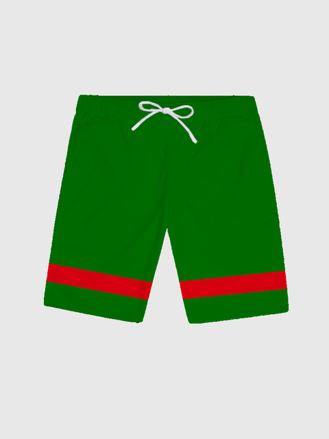 Retro Red And Green Stitching Men's Shorts