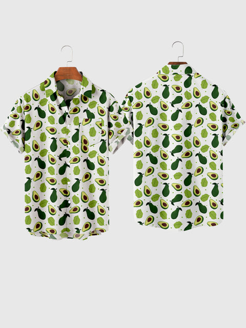 🥑 Avocado-Hawaii-Herren-Kurzarmhemd mit Volldruck
