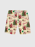 Christmas Elements Cute Santa Claus Decorating The Christmas Tree Printing Men's Shorts