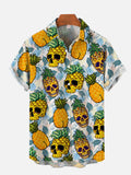 Beach Skull Pineapple Funky Hawaiian Short Sleeve Shirt