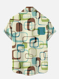 Modern Abstract Wide-Sided Rectangular Mid Century Minimalist Aesthetic Printing Short Sleeve Shirt