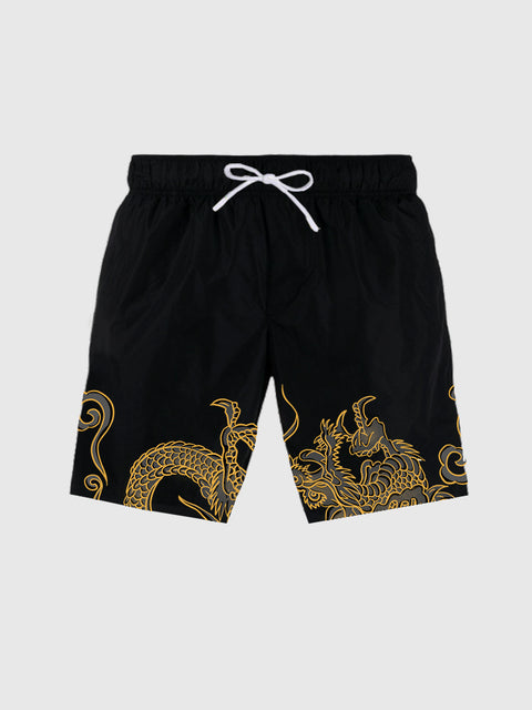 Herren-Shorts mit Black Tide Dragon-Print