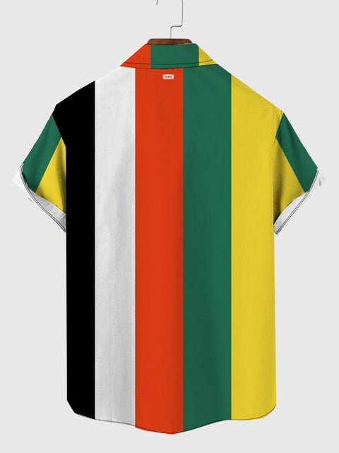 Chemise à manches courtes pour homme à coutures multicolores symétriques multicolores
