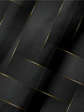 Geometric Art Black-Gold Stripe Pattern Printing Men‘s Short Sleeve Polo