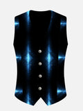 Blue Technology Light Business Style Printing V-Neck Suit Vest/Tuxedo Waistcoat And Tie, Can be Worn on Both Sides