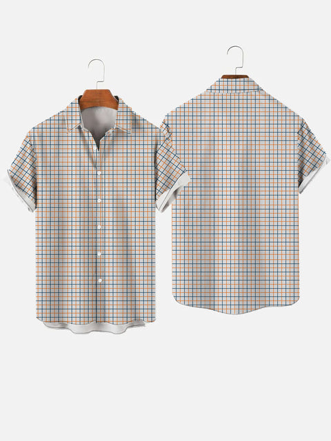 Abstract Scottish Plaid Printing Men's Short Sleeve Shirt