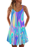 Casual 2D Gradient Color Laser Effects Hawaiian Sleeveless Camisole Dress