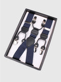 Navy And White Dots Six Clips Elastic Men's Suspenders