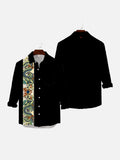 Vintage Style Black And Chinese Traditional Mythology Dragon Printing Men's Long Sleeve Shirt