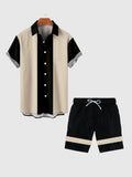 Black And Off-White Stitching Men's Shorts