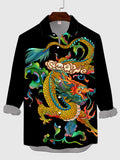 Chinese Dragon And Phoenix Printing Men's Long Sleeve Shirt
