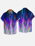 Vintage Disco Psychedelic Gradient Rainbow Neon Light Printing Short Sleeve Shirt