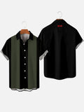1960s Black & DarkGreen Stripe Men's Camp Short Sleeve Shirt