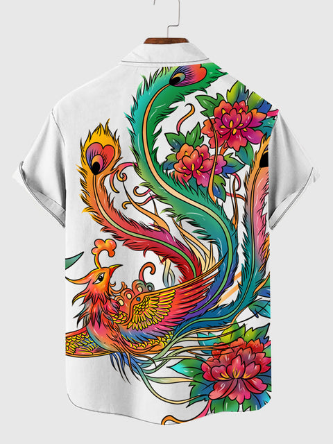 Dragon and Phoenix of China Printing Men's Short Sleeve Shirt