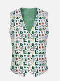 Happy St. Patrick's Day Horseshoe and Clover Printing V-Neck Suit Vest/Tuxedo Waistcoat And Tie, Can be Worn on Both Sides