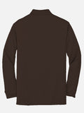 Casual Autumn Winter Turndown Neck Brown And Stripe Printing Men‘s Long Sleeve Polo