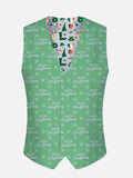 Happy St. Patrick's Day Horseshoe and Clover Printing V-Neck Suit Vest/Tuxedo Waistcoat And Tie, Can be Worn on Both Sides