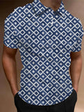 Abstract Geometric Op Art Pattern Printing Men‘s Short Sleeve Polo
