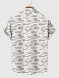 Chemise à manches courtes pour hommes avec motif de poisson peint à la main entièrement imprimée
