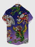 Été Noël Père Noël et Dragon, Fusée, Chemise à manches courtes pour hommes avec impression d'ailes d'ange