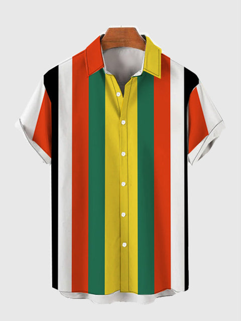 Chemise à manches courtes pour homme à coutures multicolores symétriques multicolores
