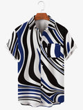 Abstract Zebra Strip Printed Short Sleeve Shirt